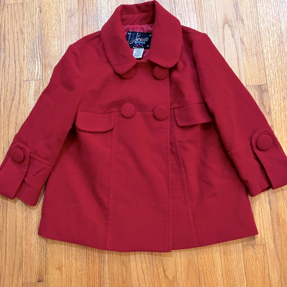 Red Girls Jack BB Dakota Peplum Pea Coat Fully Lined size M 10/12